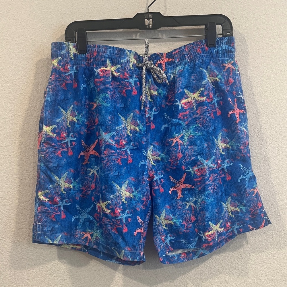 Michael’s blue starfish print new with tag swim trunks shorts size large
